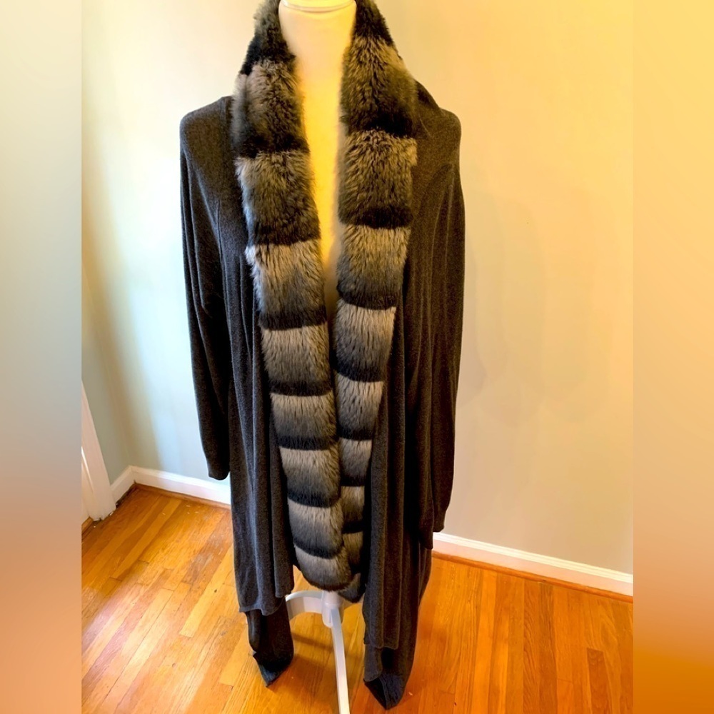 Worthington faux fur trimmed sweater cardigan , size 2X